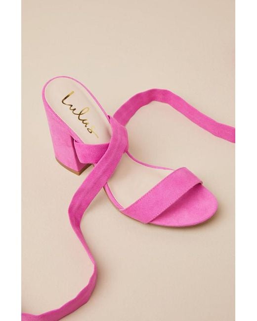 Lulus Pink Alta Orchid Suede Lace-Up Heels