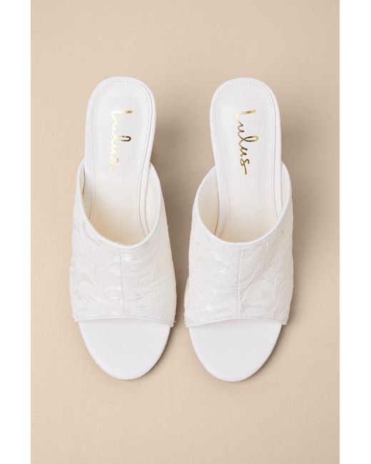 Lulus Natural Callixta Lace High Heel Slide Sandals
