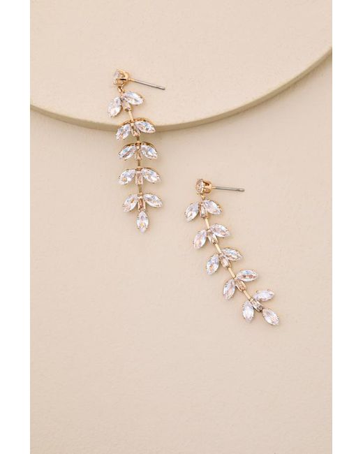 Lulus Black Weylin Rhinestone Leaf Drop Earrings