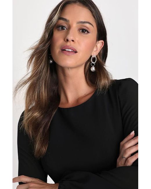 Lulus Black Garden Bliss Long Sleeve Cutout Mini Dress