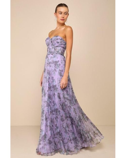 Lulus Purple Most Beautiful Day Multi Floral Print Organza Maxi Dress