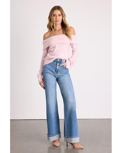 Lulus Pink Melinda Space Dye Off-The-Shoulder Sweater Top