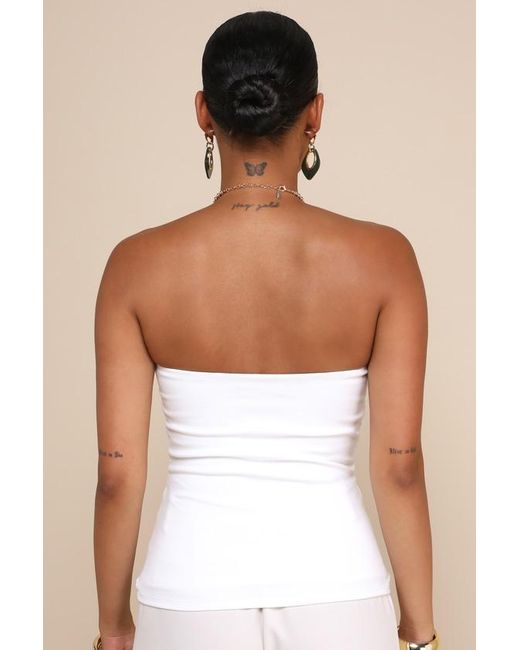 Lulus White Immense Perfection Ruched Strapless Top