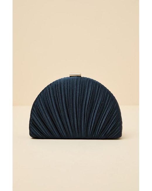 Lulus Blue Pleat Perfection Satin Pleated Hard Clutch