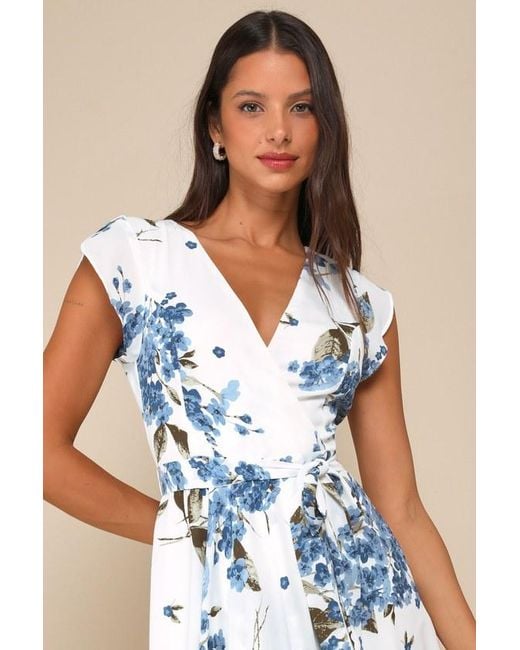 Lulus Blue French Countryside Floral Print High-Low Dress