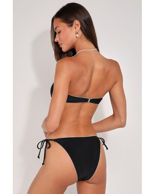 Lulus Black Oceanic Adoration Side-Tie Bikini Bottoms