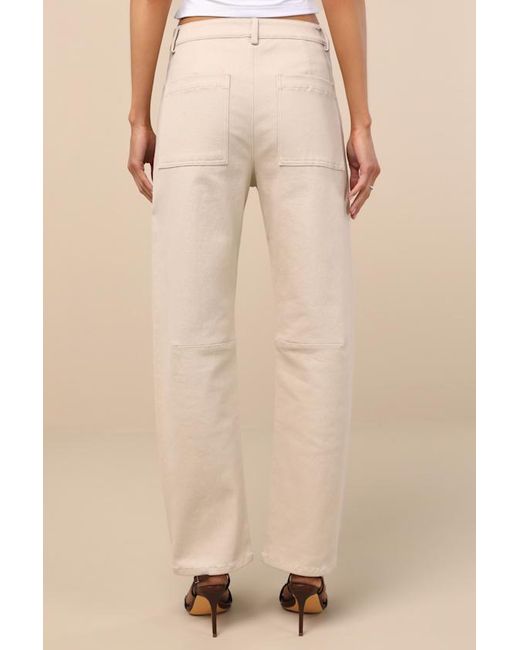 Lulus Natural Filomena Twill Barrel Pants