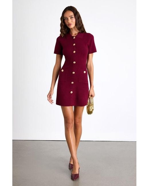 Lulus Red Posh Outcome Short Sleeve Sweater Mini Dress