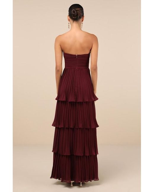 Lulus Seriously Sensational Strapless Tiered Maxi Dress