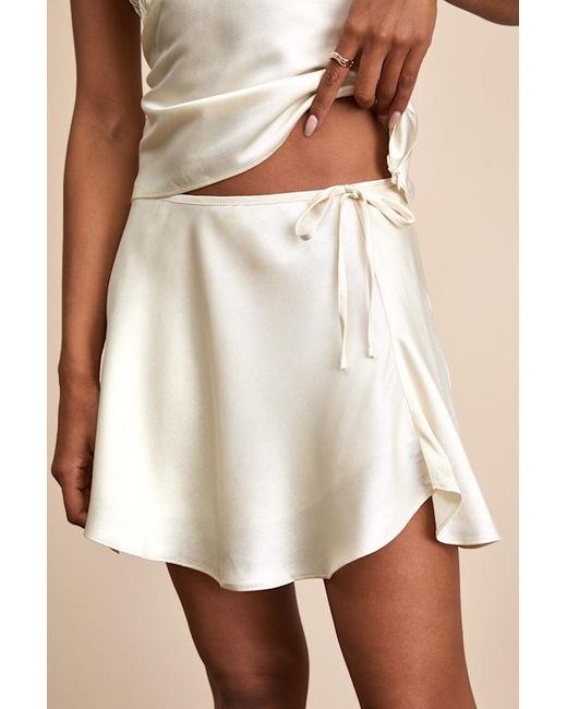 Nia Natural Nicolas Satin Wrap Mini Skirt