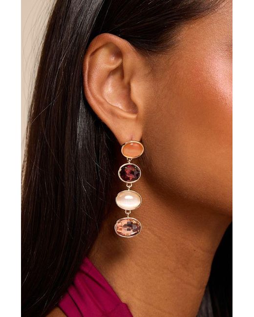 Lulus Brown Arianda Multi Rhinestone Drop Earrings