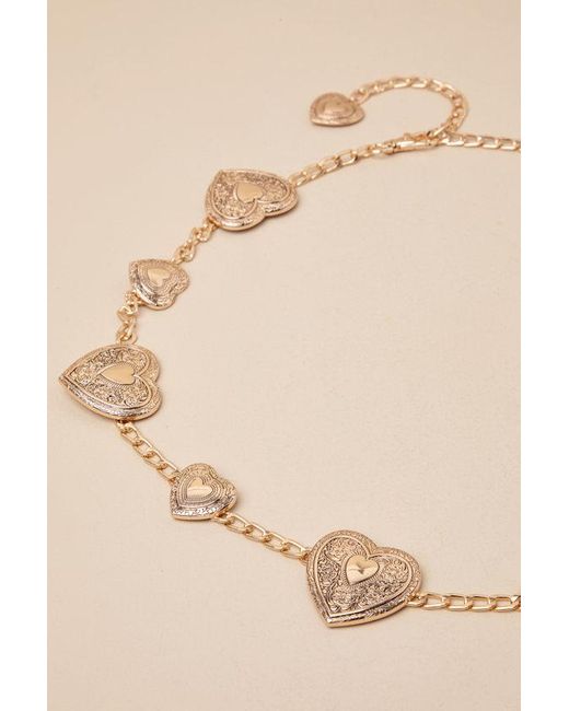 Lulus Natural Always Iconic Heart Charm Chain Belt