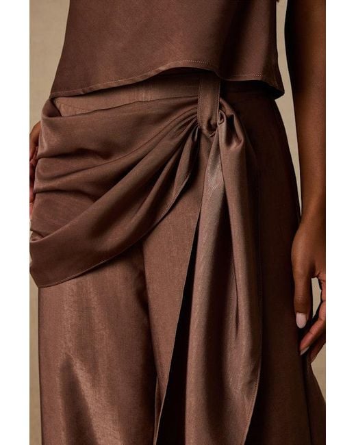 Lulus Brown Clarice Metallic Sash Wide-Leg Pants