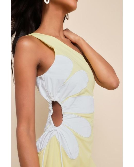 Lulus Black Sunny Design Cutout Flower One-Shoulder Mini Dress