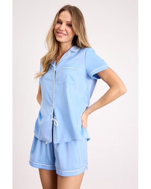 Lulus Blue Bestie To Bridesmaid Satin Two-Piece Pajama Set
