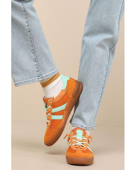 Steve Madden Orange Verdict Multi Suede Leather Lace-Up Sneakers
