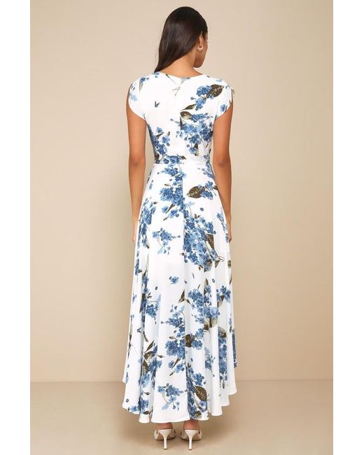 Lulus Blue French Countryside Floral Print High-Low Dress