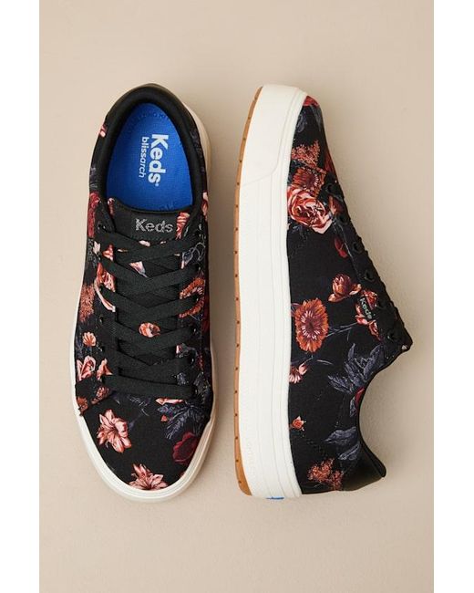 Keds Natural Park And Blush Floral Lace-Up Platform Sneakers