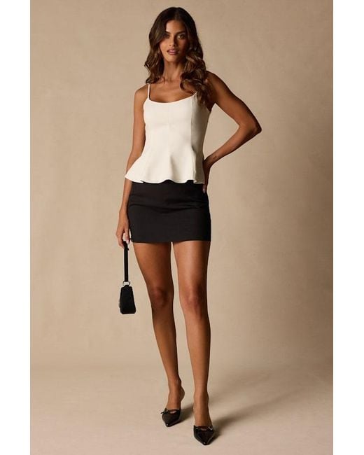 Lulus Black Sanvi Cream Peplum Cami Top