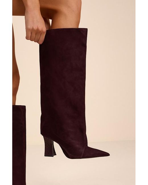 SCHUTZ SHOES Purple Terry Up Dark Plum Suede Leather Knee-High Boots