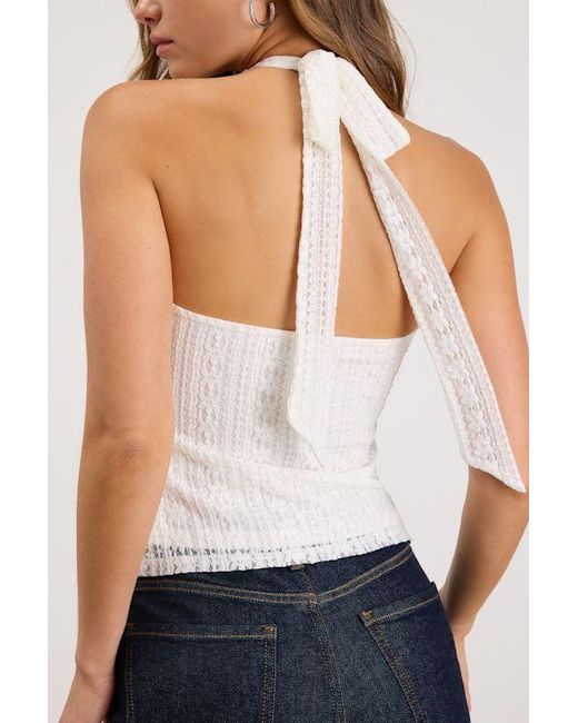 Lulus White Avera Lace Ruffled Halter Top