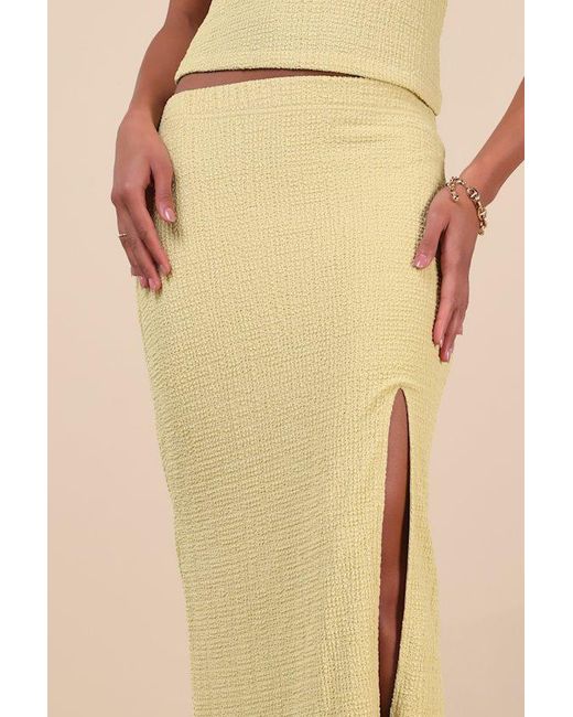 Lulus Natural Fania Lime Textured Knit Maxi Skirt