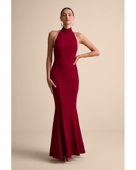 Lulus Women's Red Sihana Halter Mermaid Maxi Dress