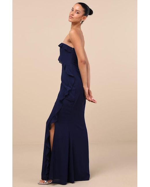 elaborate excellence hot pink strapless bodycon maxi dress Rachel Allan 70751 Fitted Ruched Long Formal Slit Prom Dress main image 0