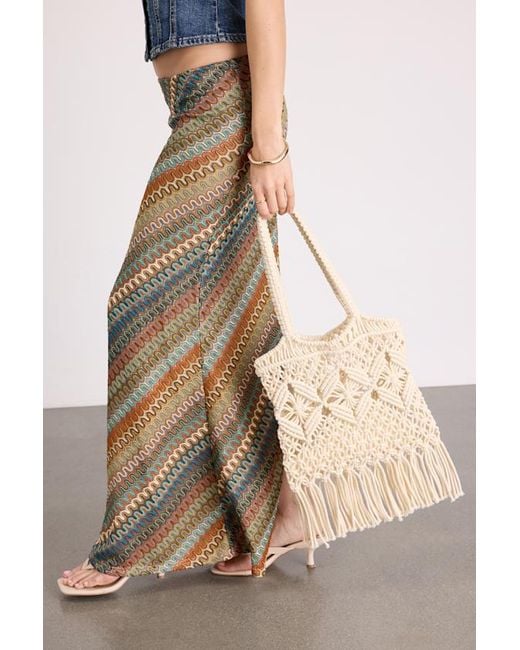 Lulus Natural Cambria Macrame Fringe Tote Bag