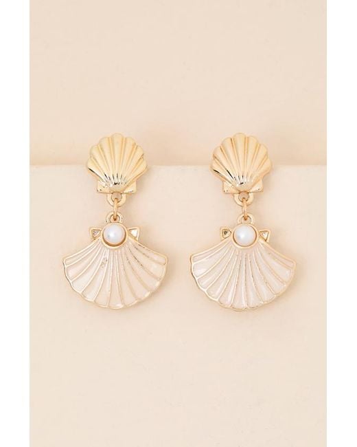Lulus Natural Nerissa Seashell Drop Earrings