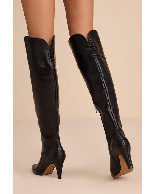 Lulus Black Milee Pointed-Toe Over-The-Knee Boots