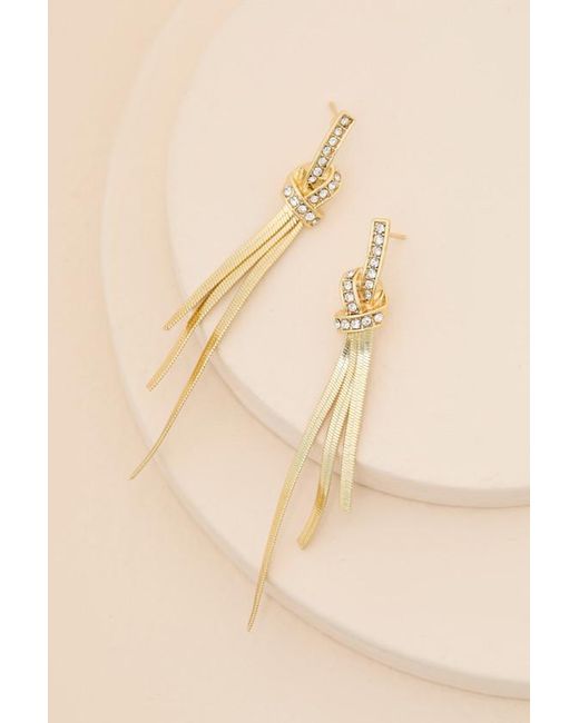 Lulus Brown Jayne Rhinestone Fringe Drop Earrings