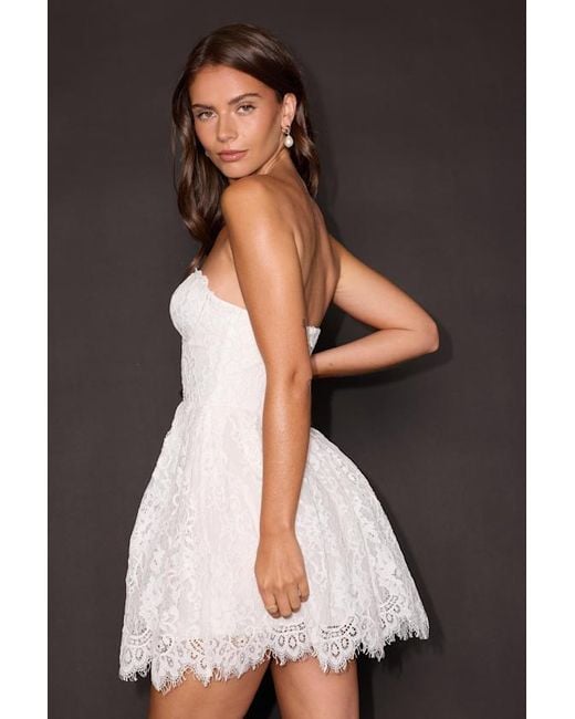 Lulus Black Maisie Lace Bustier Skater Mini Dress