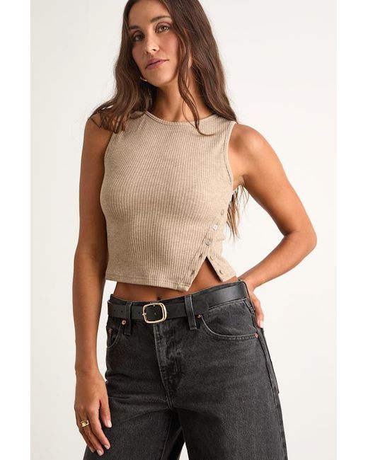 Lulus Black Michayla Ribbed Knit Side-Button Tank Top