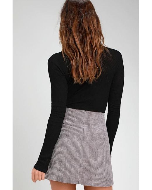 Lulus Black High Class Corduroy Mini Skirt