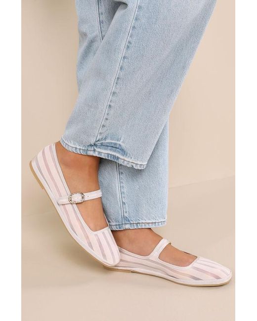 Dolce Vita Blue Tameka Bone Mesh Striped Buckle Ballet Flats