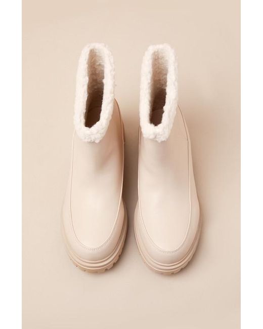 Lulus Natural Makie Cream Faux Fur Booties