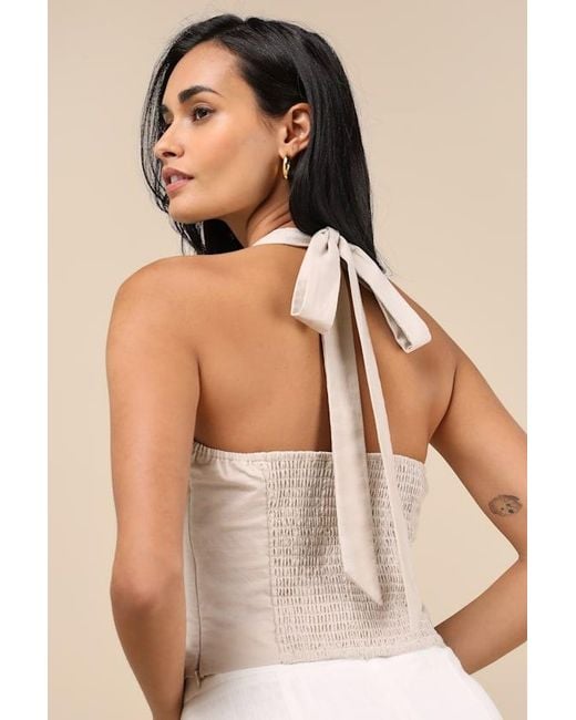 Lulus Natural Maebyn Halter Crop Top