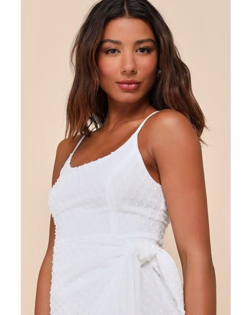 Lulus White Stole Your Love Swiss Dot Faux-Wrap Mini Dress