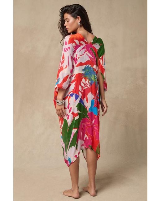 Lulus Red Manihi Multi Tropical Print Button-Front Swim Cover-Up