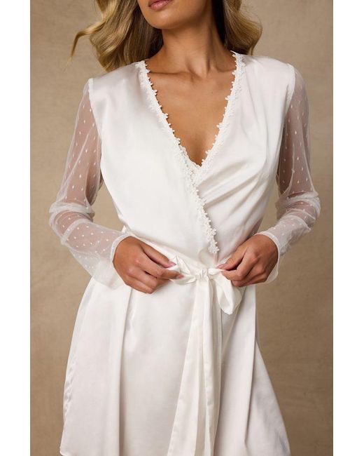 Lulus Natural Graciela Satin Long Sleeve Robe