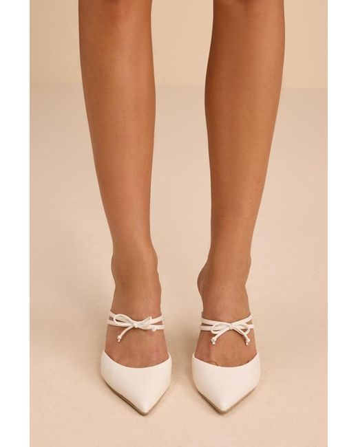 Dolce Vita Natural Klaire True Leather Sculpted Pearl Heel Mule Pumps