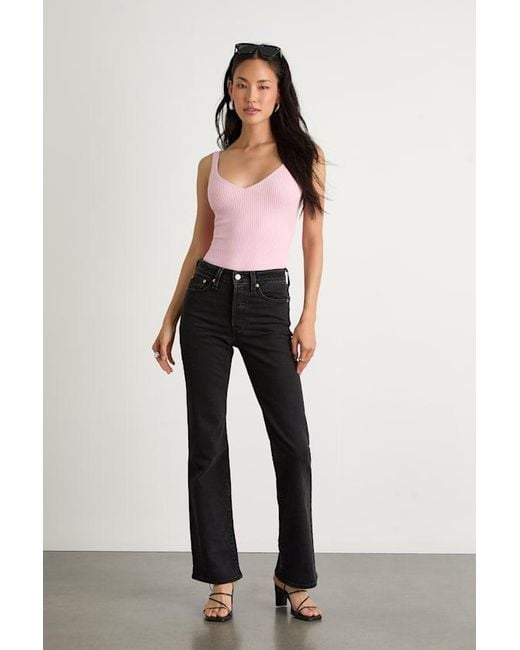 Lulus Pink Emberlin Ribbed Low-Back Sleeveless Bodysuit