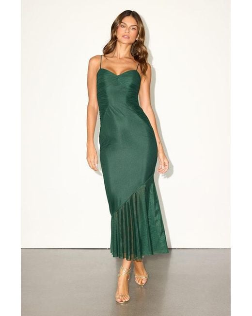 Lulus Green Giorgina Gathered Trumpet Midi Dress