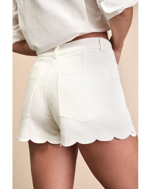 Lulus White Zillah Twill Eyelet Embroidered Scalloped Shorts