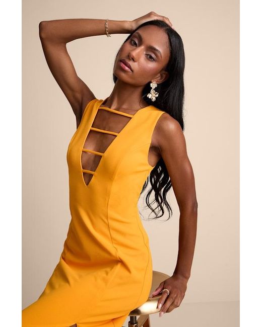 Lulus Orange Sabrina Cutout Sleeveless Maxi Dress