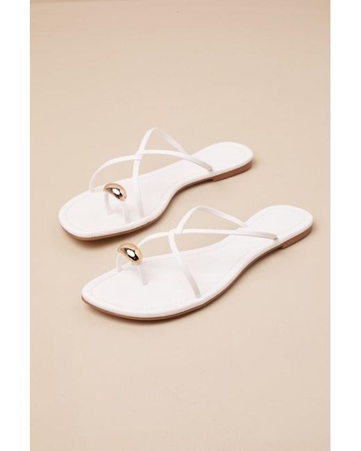 Lulus Natural Marilotte Strappy Flat Slide Sandals