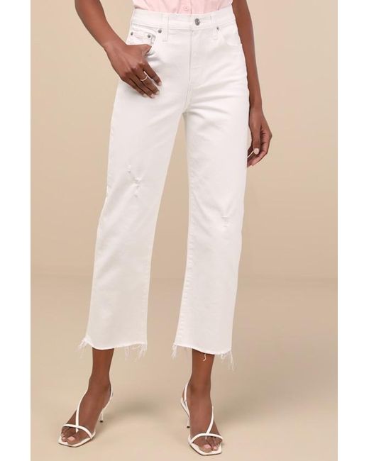 Daze Denim Natural Sundaze Raw Hem Cropped Denim Jeans