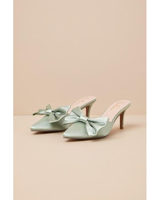 Lulus Blue Lyle Satin Pointed-Toe Mules