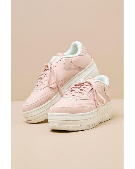 Reebok Natural Club C Extra Bleached Leather Flatform Sneakers